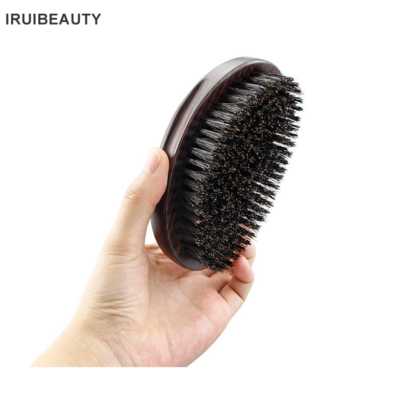 Men&#39;S Oval Beard Brush Cleaning Care Tools Bristle Hair Wave Curling Brush Solid Wood Smooth Hair Comb Beard Comb