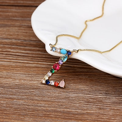 Nidin High Quality Women Girl Initial Letter Necklace 26 A-Z Charm Long Chain Pendants Copper CZ Jewelry Personal Jewelry Gifts