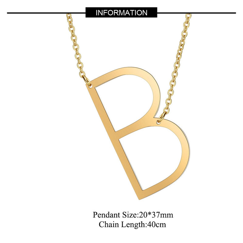 Large Initial Necklace 100% Stainless Steel Jewelry Big Letter Necklace A-Z Gold Color Necklace Monogram Necklace Gifts