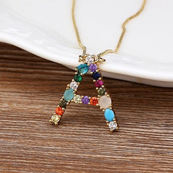 Nidin High Quality Women Girl Initial Letter Necklace 26 A-Z Charm Long Chain Pendants Copper CZ Jewelry Personal Jewelry Gifts