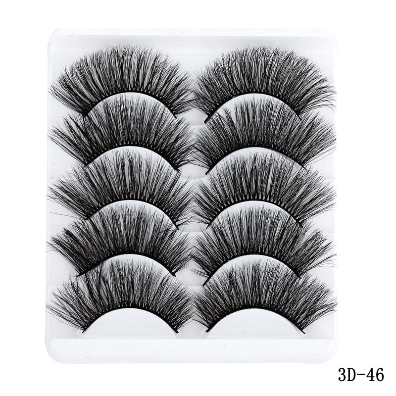 5 Pairs 5D Mink Eyelashes Natural False Eyelashes Lashes Soft Fake Eyelashes Extension Makeup Wholesale
