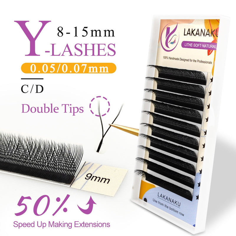 LAKANAKU YY Shape Volume Lashes Y Eyelash Extensions Cilia and Brazilian Volume Cashmere Mink Eyelash Extensions Cilios YY