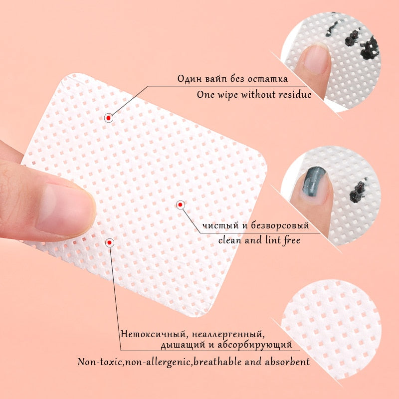 Lint-Free Nail Polish Remover Cotton Wipes UV Gel Tips Remover