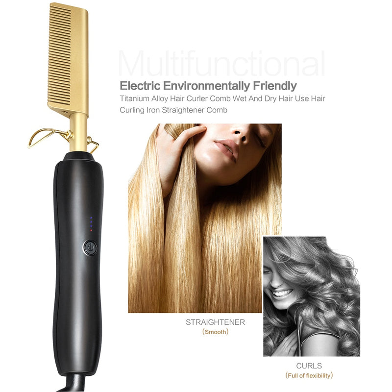 Hair Straightener Flat Irons Straightening Brush Hot Heating Comb