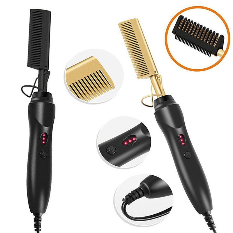 Multifunction Hair Straightener Flat Irons Wet Dry Use Brush Comb