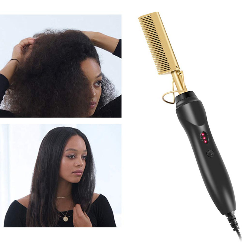 Electric Hot Heating Comb 2 in 1 Hair Straightener Hair Curler
