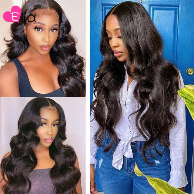 Elia 13X6 Body Wave Ombre Colored Lace Frontal Wig Human Hair Wig 180 Density Remy Peruvian 100% Human Hair For Black Women