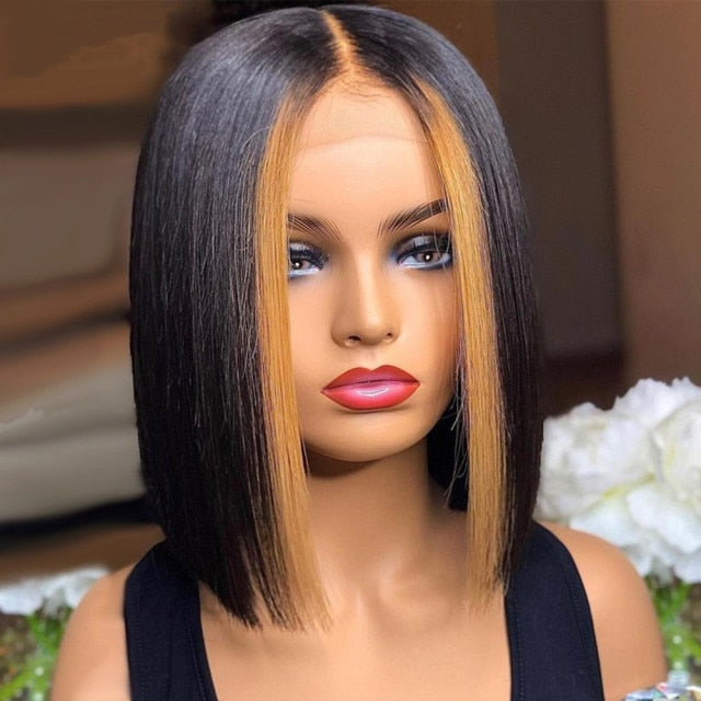 Short Bob Wig Lace Front Human Hair Wigs For Black Women Human Hair Brazilian Hair T Part Lace Wigs Bone Straight Lace Front Wig